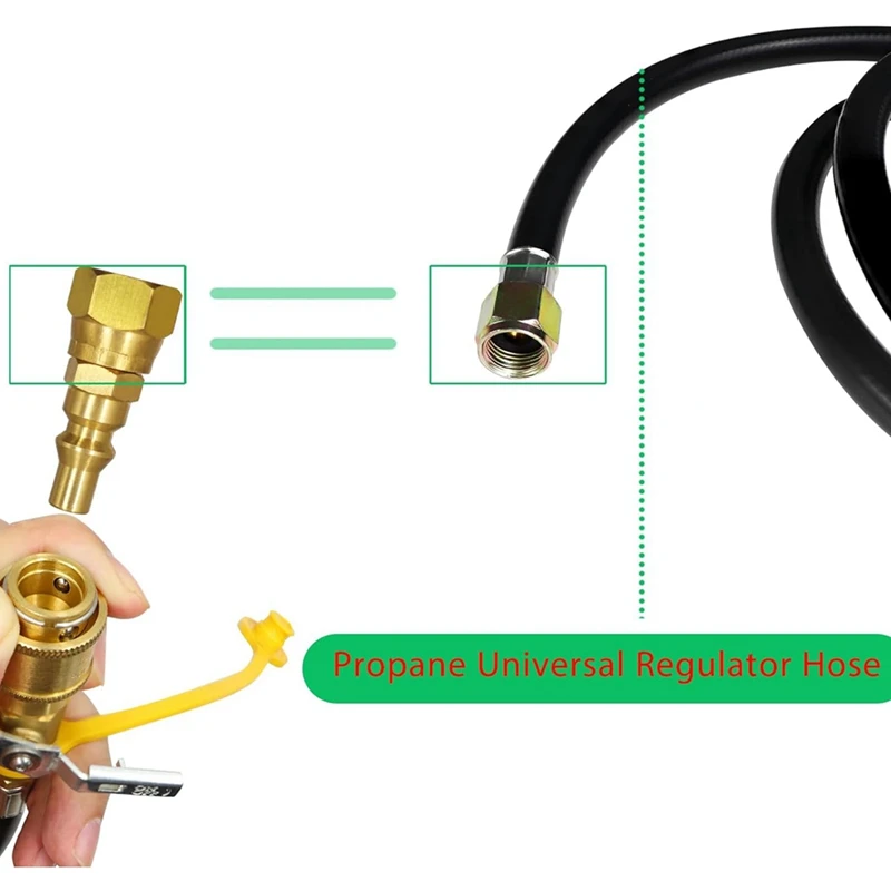 ABGR-12 Ft Quick Connect Propane Hose For Rv To Grill, With 1/4 Inch Quick Key Connect Plug X 3/8 Inch Female Flare