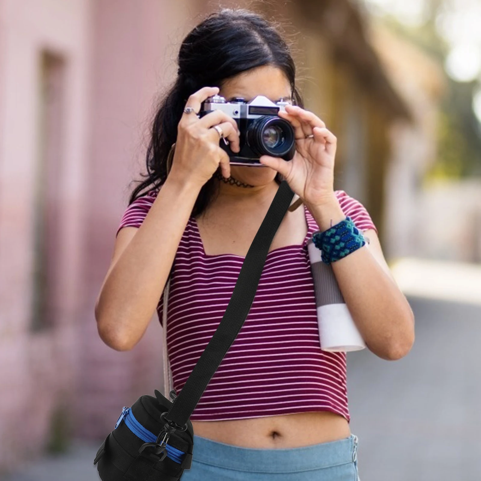 

1pc Shockproof Waterproof Lens Pouch For Camera Thickened Protective Bag Portable Compact Case Adjustable Belt Water