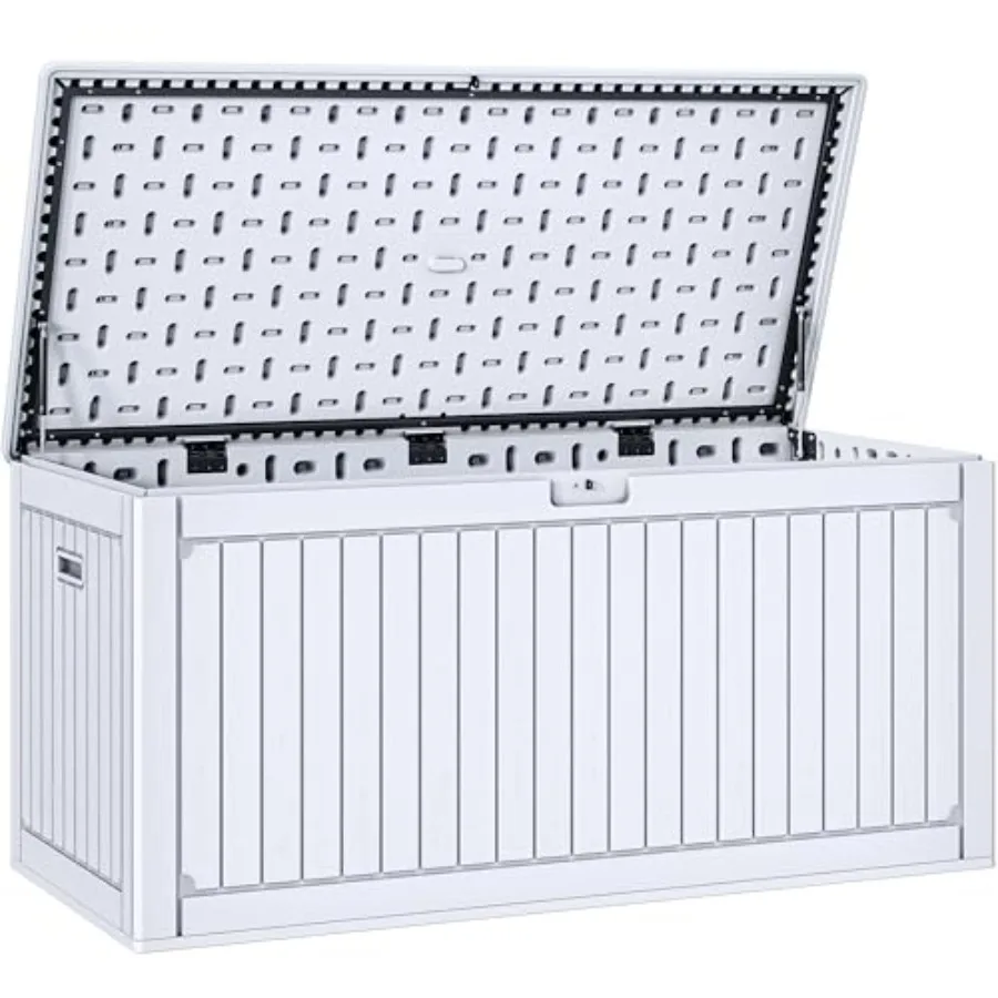 

0 Double-Wall Deck Box with Divider and Side Handles, Outdoor Large Storage for Patio Furniture Cushions, Garden Pool Accessori