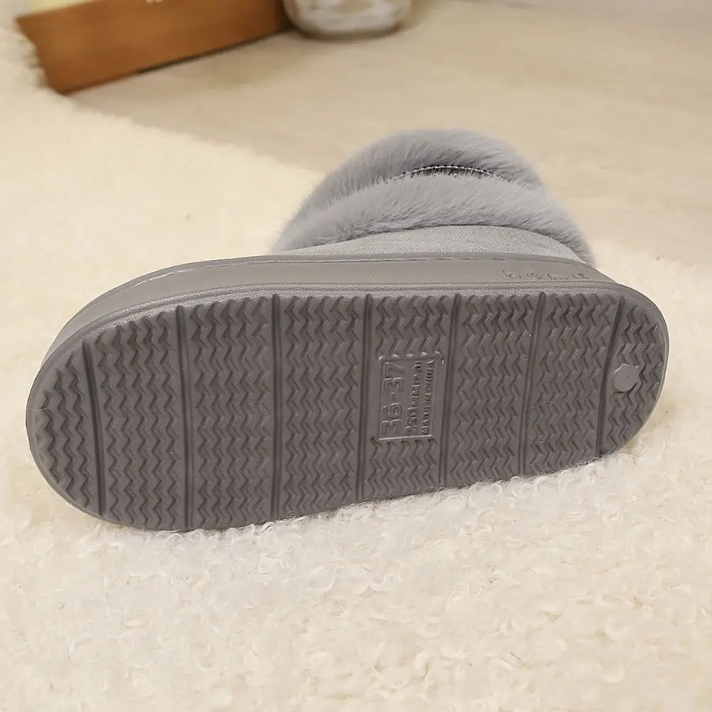 

New Snow Boots Ankle Boots Warm Fluffy Women's Slippers Thick Bottom Non-Slip Sole Home Cotton Shoes Winter