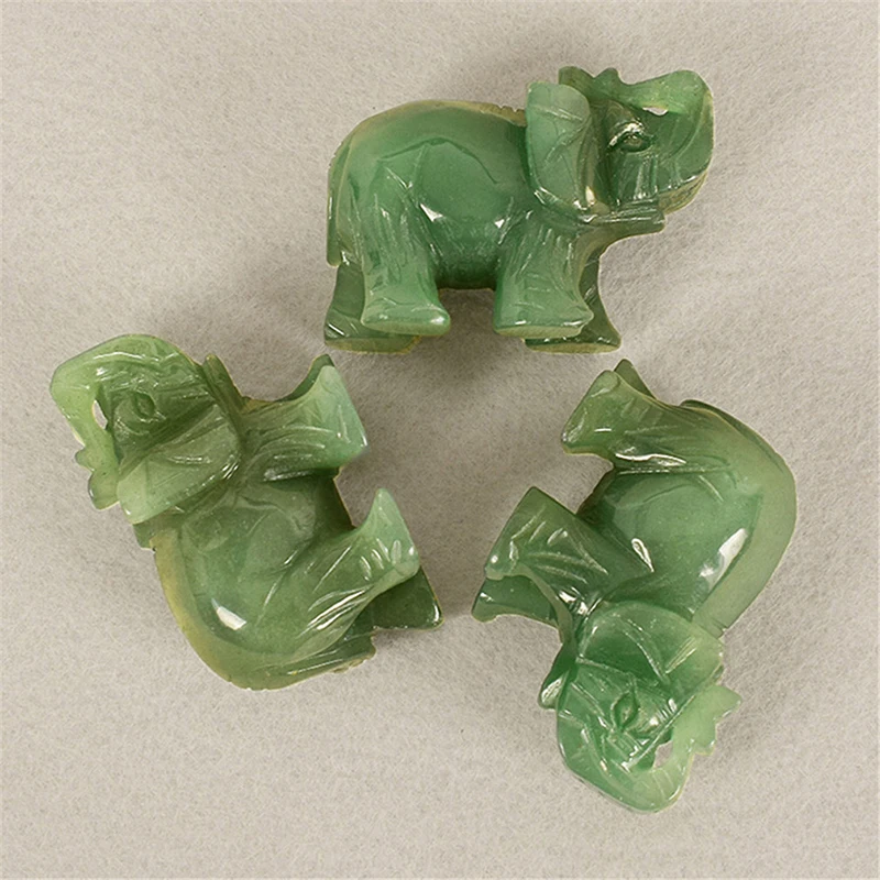 Lucky Elephant Green Aventurine Jade Ston Fortune Feng Shui Statue Figurine Ornament Chakra Healing Stones Statue Craft Decor