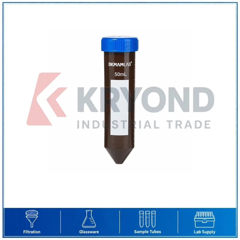 Plastic Centrifuge Tube Screw Cap Blue Lid Amber Body Conical Bottom 50mL 25pcs Pack Laboratory Sample Container Research Sets