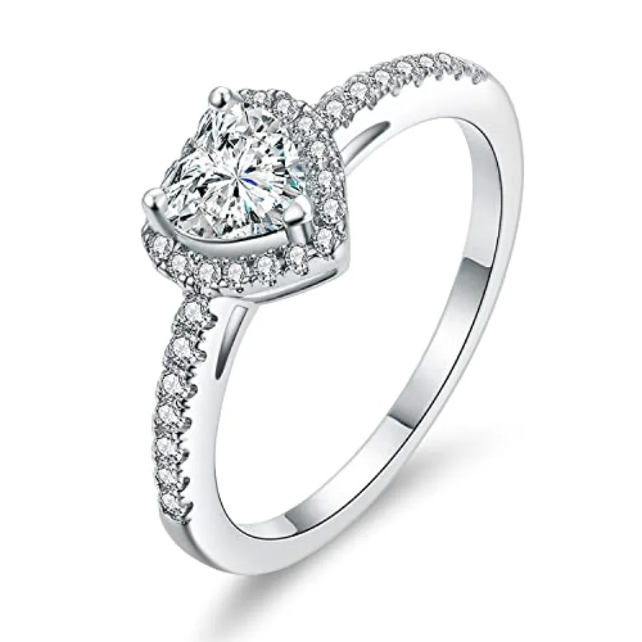 

MDFUN Luxurious 18k Gold Plated Cubic Zirconia Wedding Engagement Rings Eternity Bridal Band Halo Rings
