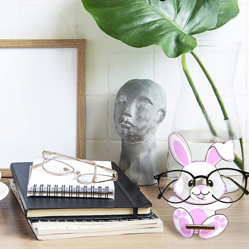 Easter Rabbit Glasses Rack 3D Easter Egg Animal Wood Carving Sunglass Display Rack Shelf Eyeglasses Show Stand Jewelry Holder