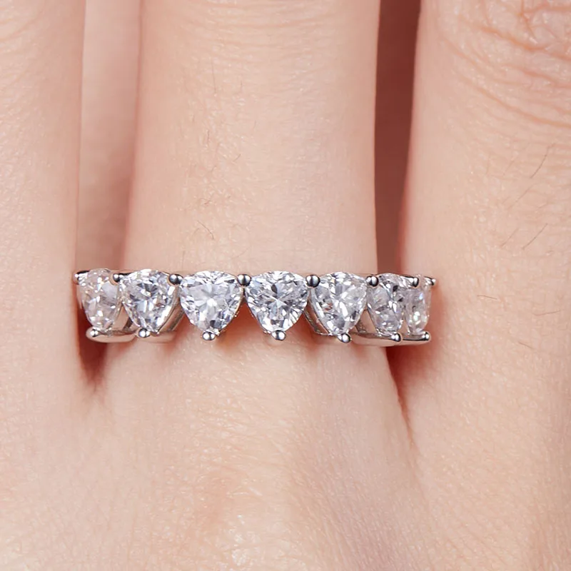 

Новое кольцо-полукольцо из стерлингового серебра S925 с треугольным муассанитом, хит продаж, обручальное/помолвочное кольцо с сертификатом GRA, ювелирные подарки