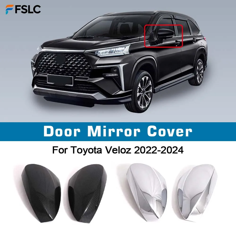

⭐Genuine⭐ Car Decoration Door Mirror Cover For Toyota Veloz 2022-2024 Carbon Fiber Chrome Silver Car Rearview Accessories