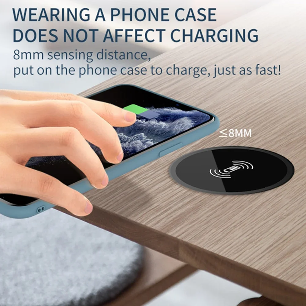 15W Built in Desktop Wireless Charger Desktop Furniture Embedded Qi Fast Wireless Charger Charging For 13 /12 Galaxy S22 S20U