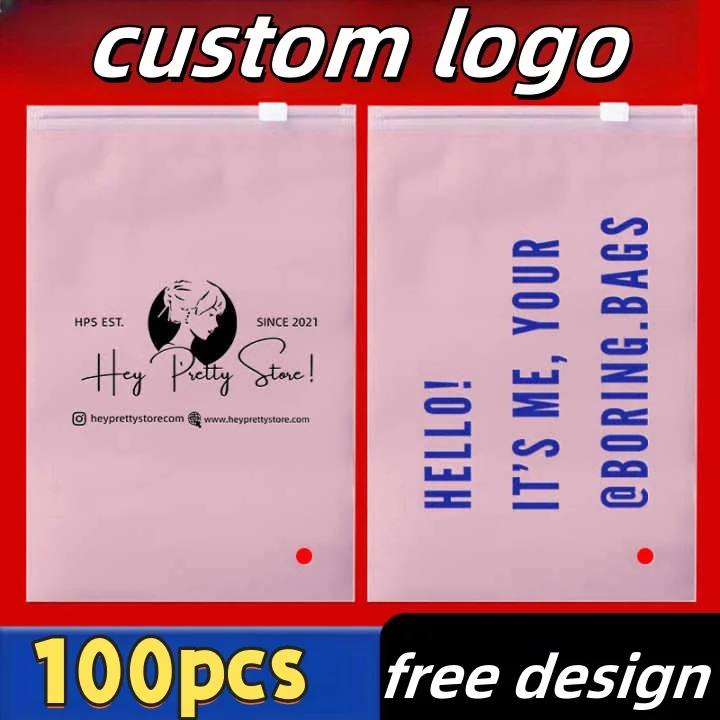 

Customized Clothing Zip Lock Bag Transparent Frosted Custom Logo Plastic Packaging Bag For Small Business Dustproof Storage Bag