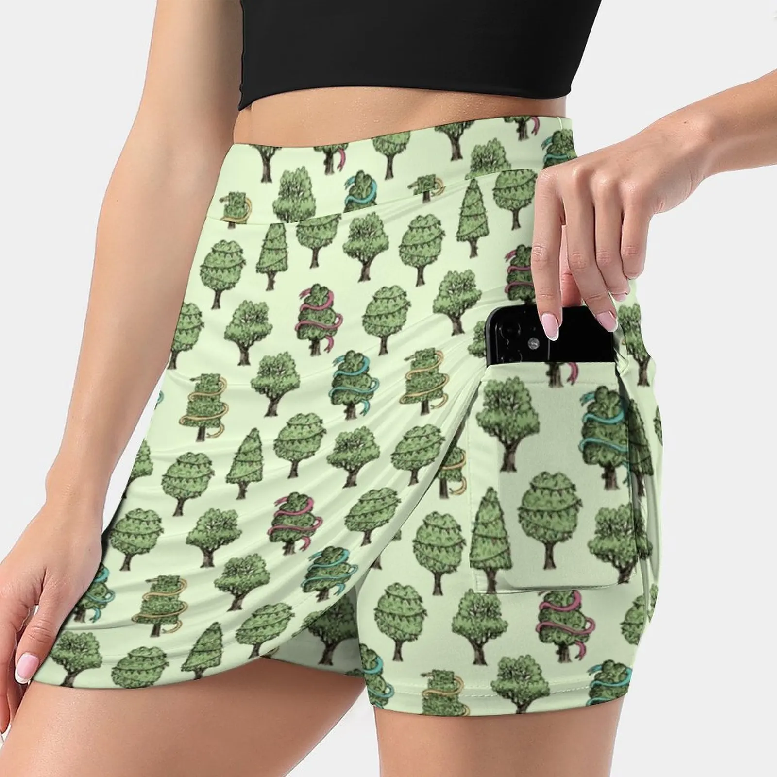 Decorated Trees Women'S Fashion Sporting Skirt With Pockets Tennis Golf Running Skirts Tree Nature Green Decorated Trees