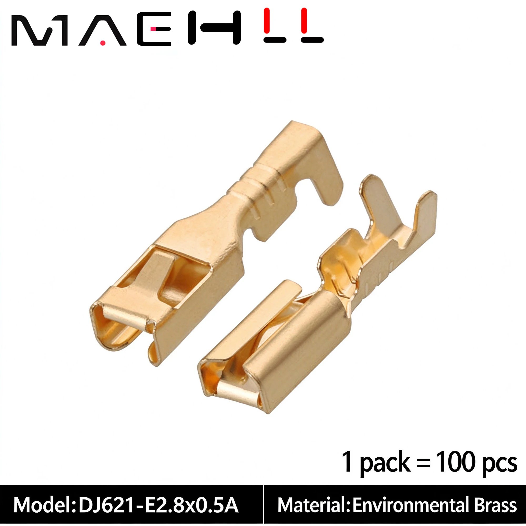 100Pcs PP0102196,DJ621-E2.8×0.5A Barbed Hook Female Spade Terminal Ebike Connector Fits E-Bikes & Scooters 1995-2025
