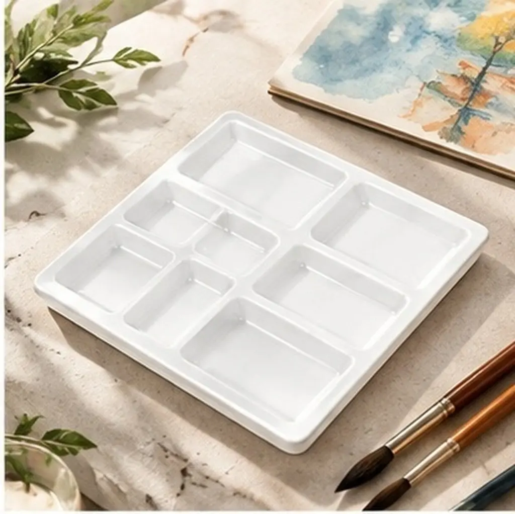 Watercolor Painting Palette Ceramic Mixing Tray for Artists Students Children Versatile Pigment Mixer Convenient Space Saving