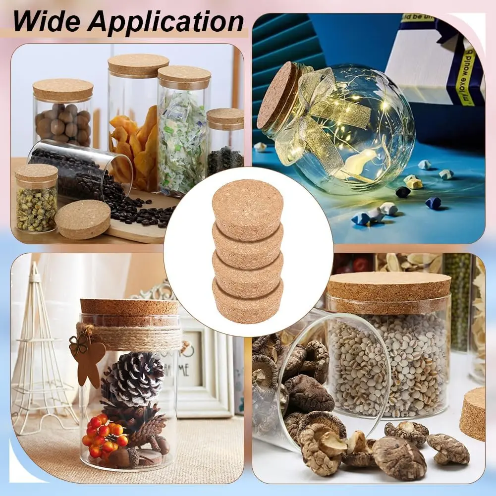 1-4Pcs Large Cork Lids for Jars Cork Bottle Stoppers Tapered Cork Plugs Natural Soft Wood Cork Replacement Corks for Mason Jars