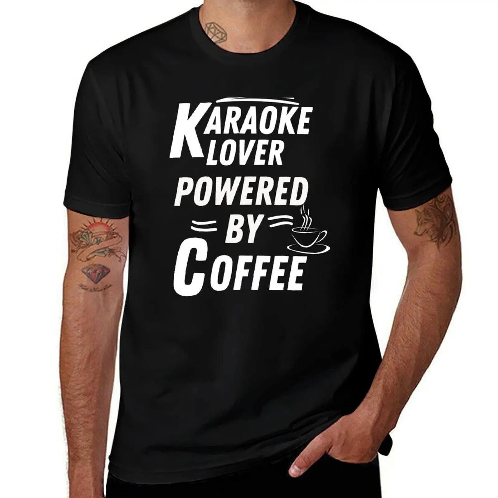 

Karaoke lover powered by coffee T-Shirt hippie clothes quick-drying street wear custom shirt mens shirts graphic tee
