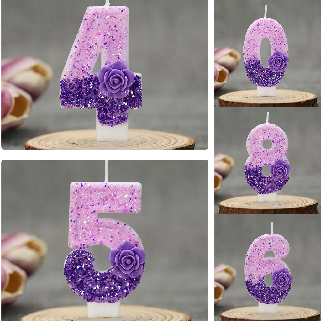 

Rose Birthday Candle 1 Years Pink Unicorn Original Birthday Candles for Cake Purple Children's Birthday Candles Decoration