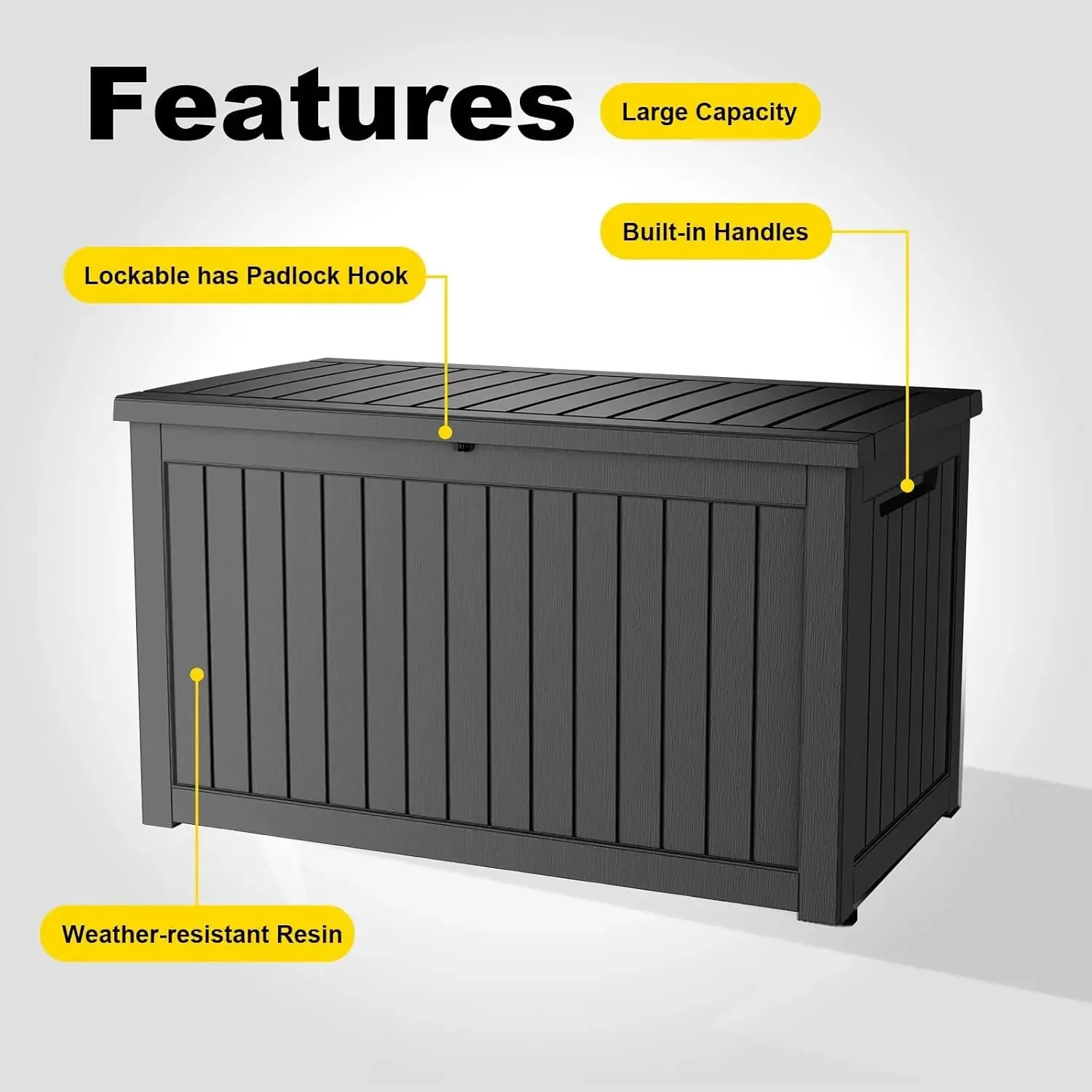 320 Gallon Large Outdoor Storage Box Waterproof, UV Resistant Resin Deck Box with Hydraulic Rod & Lockable Latch, Customized