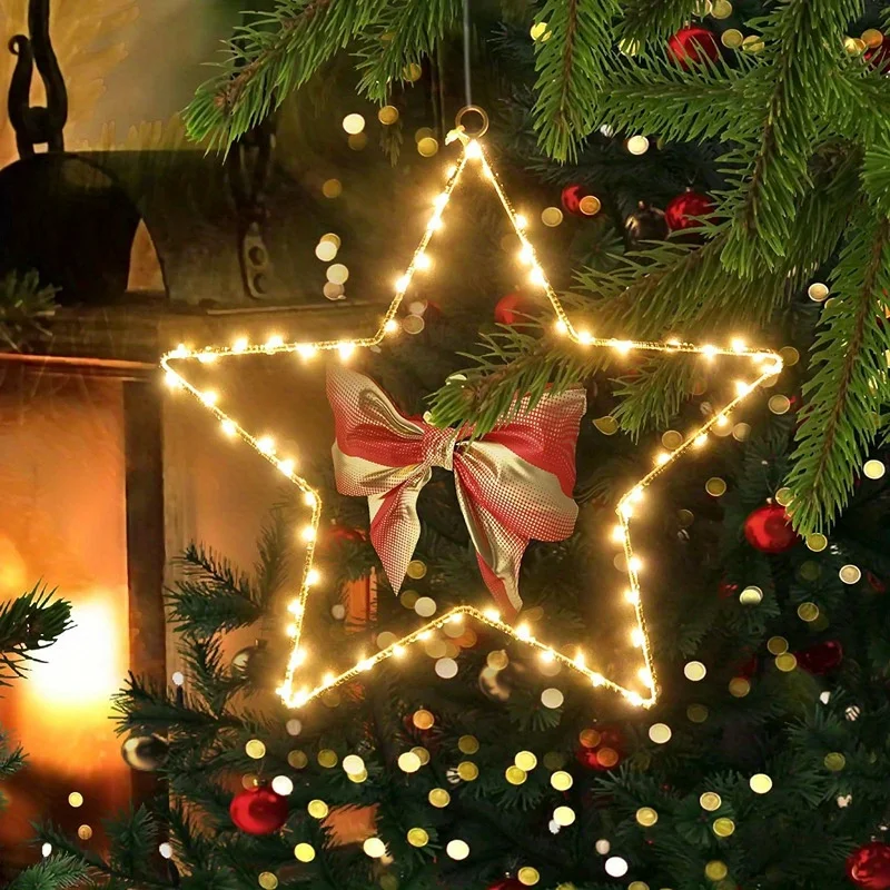 1pc LED Star Fairy Lights, 8 Modes & Auto Timer, Five-pointed Star String Lights, Holiday String Lights, Not Included Battery