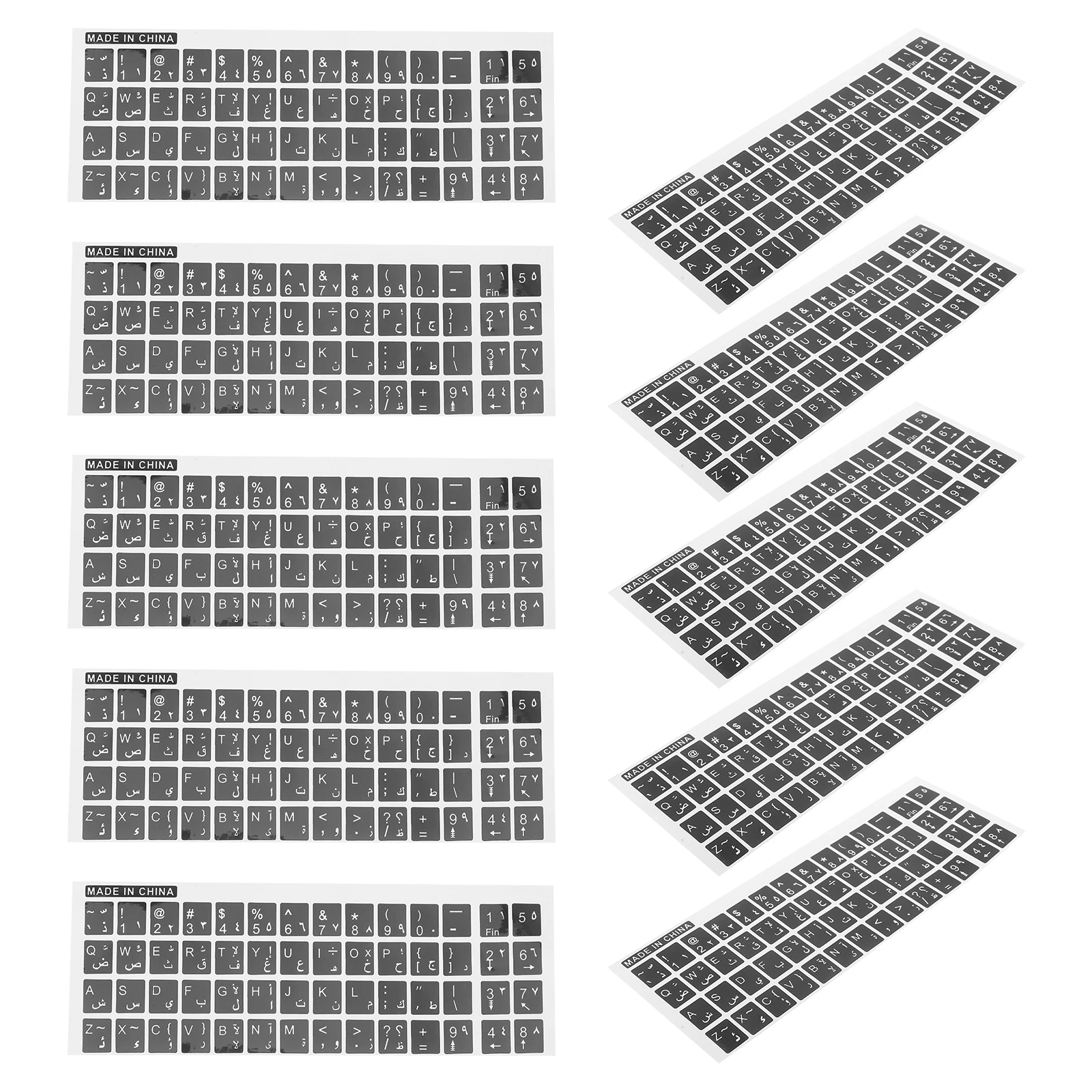 

10 Sheets Stickers PVC Self Adhesive Black White Letters Arabic Arabic Keyboard Stickers Replacement Computer Membrane