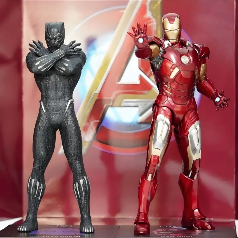 23 cm/9.05 pouces Anime les Avengers Figure panthère noire et Iron Man figurines d'action Pvc Statue Collection modèle jouets cadeaux