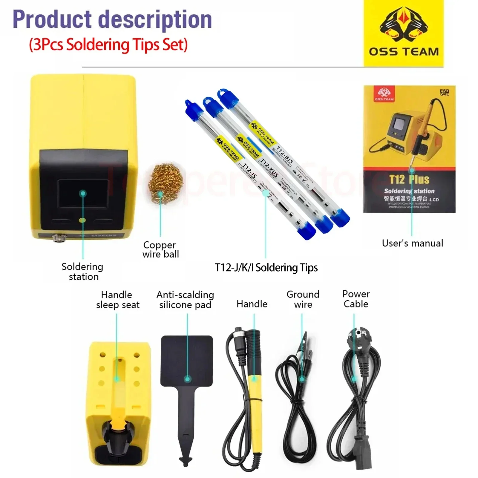 OSS T12Plus Solder Station 75W Smart Digital Display With T12 Tips For Mobile Phone Repair Heating Repair Soldering Station Tool