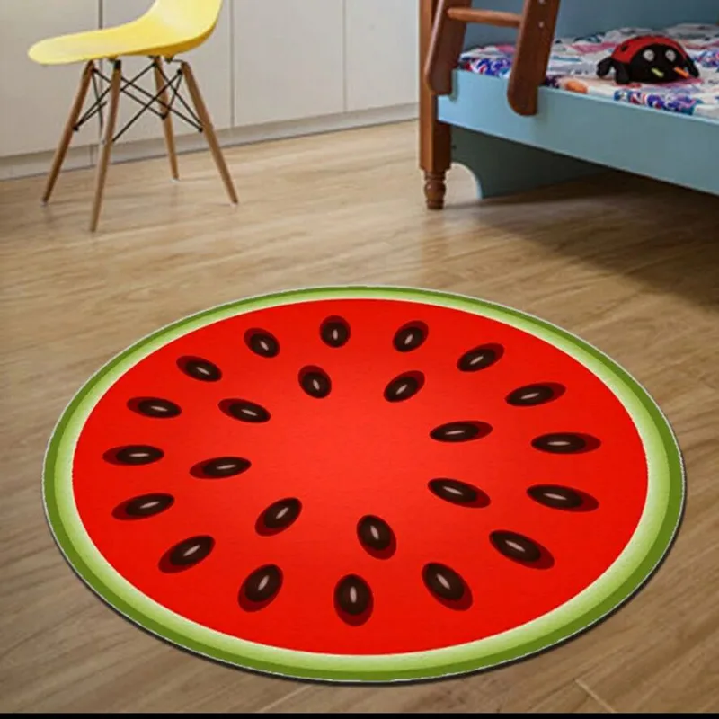 80CM Diameter Orange Circular Floor Mat Creative Fruit Pattern Doormat Home Mat Super Soft Absorbent Bathroom Door Entrance Mat