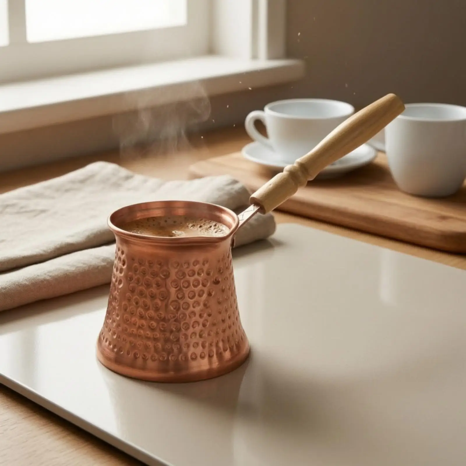 Turkish Coffee Pot Hammered Ibrik Stovetop for Home Baristas view 4