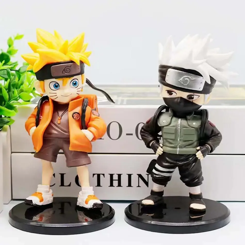 15.5cm Anime Naruto Figure Kawaii Uzumaki Hatake Kakashi satchel Figural PVC Model Toys Collect Desktop Ornament Decoration Gift