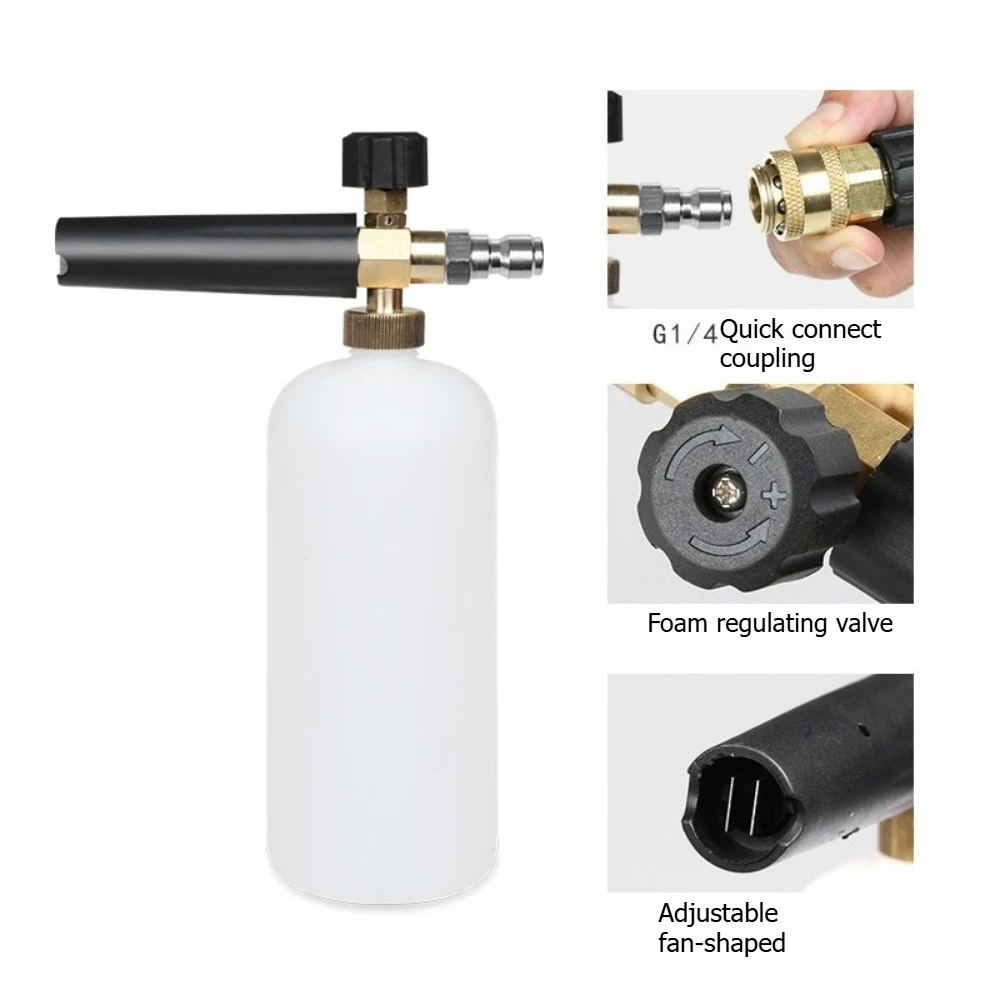 High Pressure Car Wash Foam Cannon Snow Foam Lance Adjustable Fan Spray Nozzle for Pressure Washer Car Cleaning Foam Generator