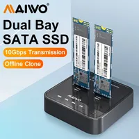 MAIWO Dual Bay M.2 NGFF SATA SSD Enclosure Offline Clone USB3.1 Type-C Gen2 M2 sata ssd External Hard Drive Copy External Case