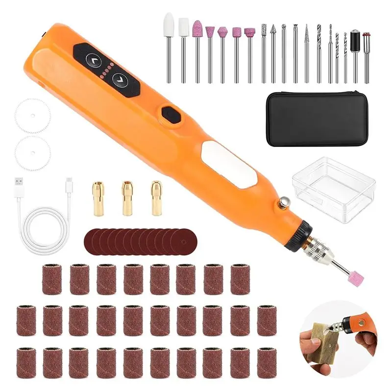 ABGH-Mini Engraving Pen Cordless Rotary Tool Kit 5 Speed USB Charging Pen For Sanding, Polishing, Drilling