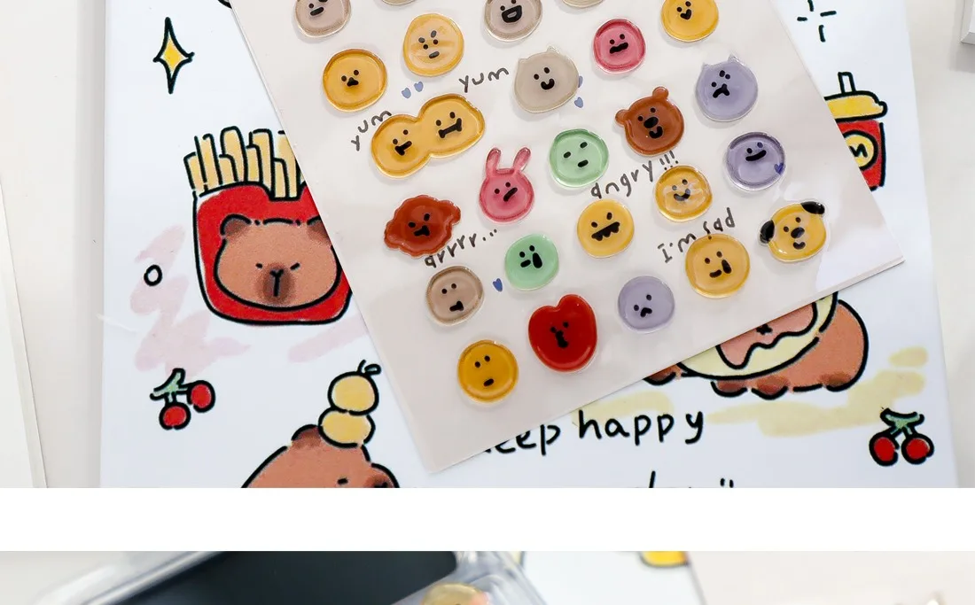 Koreanische 3D Smiley-Kristallaufkleber DIY Bastelbedarf BONITO Edelstein-Sticker für Scrapbooking, Junk Journal & Heimdekoration – Detail 5