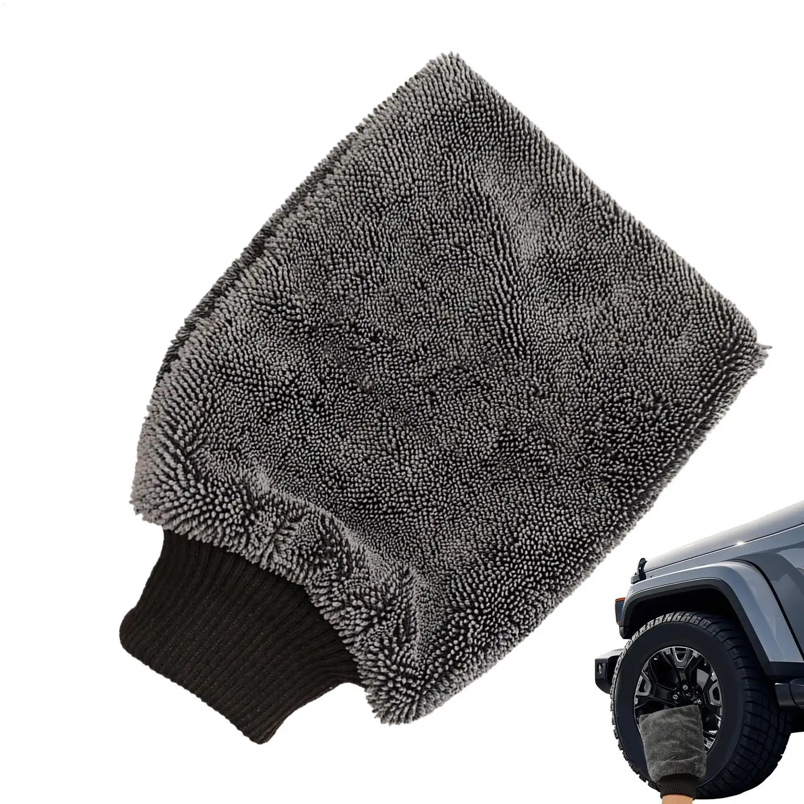 Scratch-Free Microfiber Wash Mitt Thick Absorbent Car Washing Glove Soft Auto Detail Mitt For Paint & Glass, SUV Truck RV Sedan