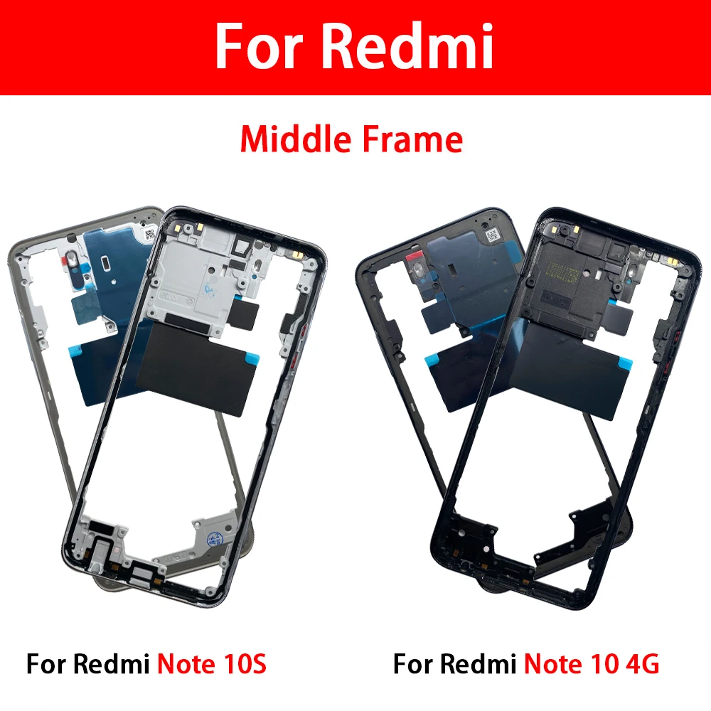 NEW Middle Frame For Xiaomi Redmi Note 10S 10 4G 5G With Volume Side Button Front Housing Middle Bezel Chassis Shell Parts