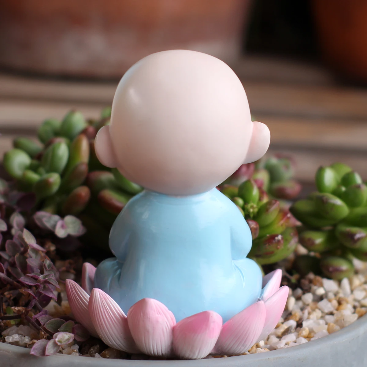 1 Lotus Shami Monk, Creative Home Decoration Ornament, New Year Gift/housewarming, Hand Drawn Resin Crafts