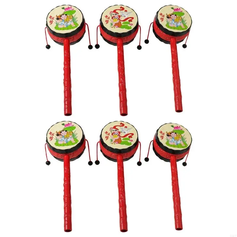 K9FF Spining Rattle Drum Monkey Drum Chinese Traditional Percussion Instrument Toy