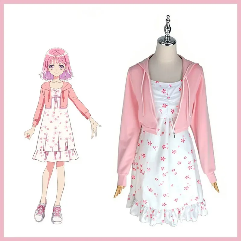 

Новый аниме Maebashi Witches Akagi Yuina Косплей Костюм Розовая куртка с капюшоном Платье с принтом Женщина Sexy Kawaii Daily Leik; 3,c'5.b;8'