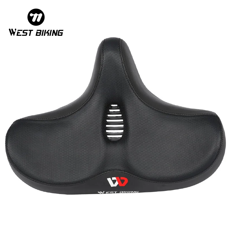 WEST BIKING Hollow Breathable Bike Saddle Comfortable Shock Absorbing Bicycle Widen Thicken Saddle Cushion MTB E-Bike Bike Seat