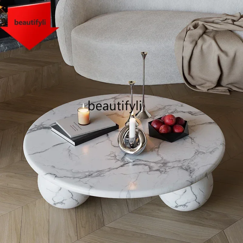 

A13 журнальный столик из французского мрамора, новый высококачественный журнальный столик для маленькой квартиры, гостиной, дизайнерский круглый журнальный столик
