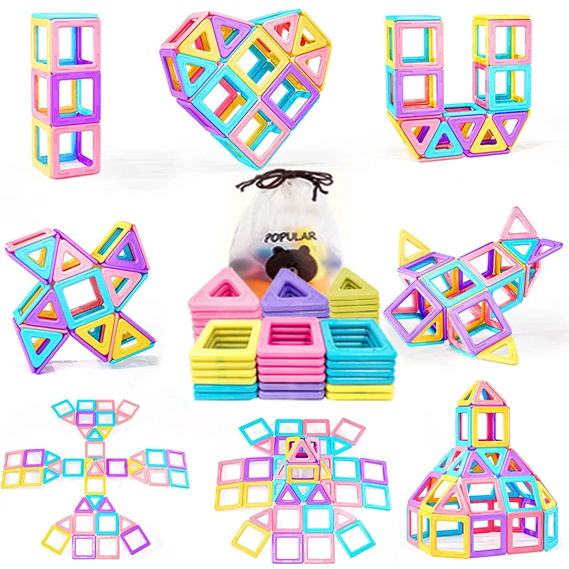 Mini Size Magnetic Construction Set for Children Macaron Color Magnetic Building Blocks for Kids Magnets Toys for Girls