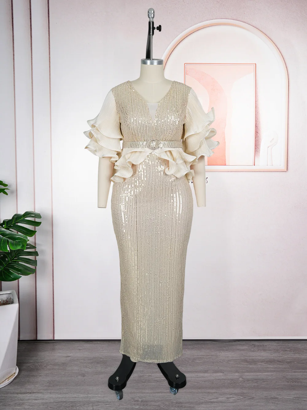 

Африканские платья для элегантных женщин: вечернее платье с рюшами на рукавах и пайетками, свадебное платье, турецкое платье в стиле Анкара, дашики, африканская одежда.