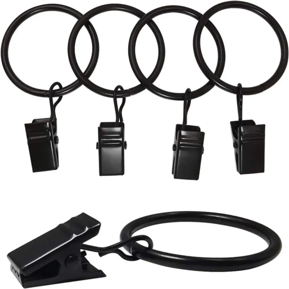 

Decorative Hanger Pins Low Noise Curtain Rings Heavy Duty Metal Roman Circles Practical Black Hanging Hooks Home