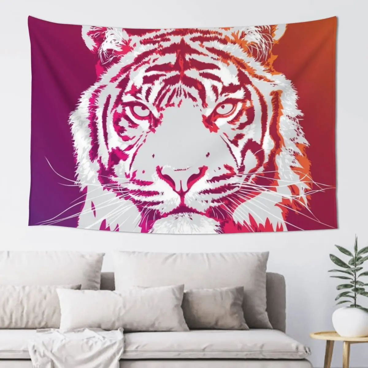 

Bright Neon Pink and Orange Tiger Tapestry On The Wall Home Decorations Aesthetic Room Decorations Aesthetic Tapestry