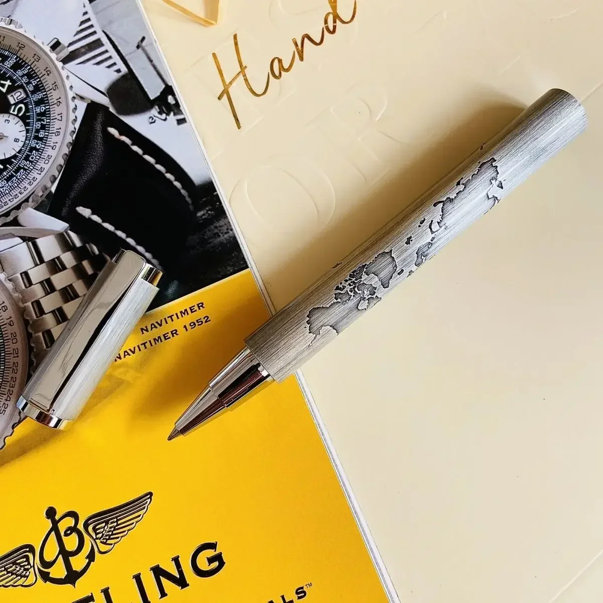 

Hot BENOVEL World Map Texture Fountain Pen Fine F 0.5mm Nib Gel Pens Black High Quality Stationery Supplies Luxury Rollerball Pe