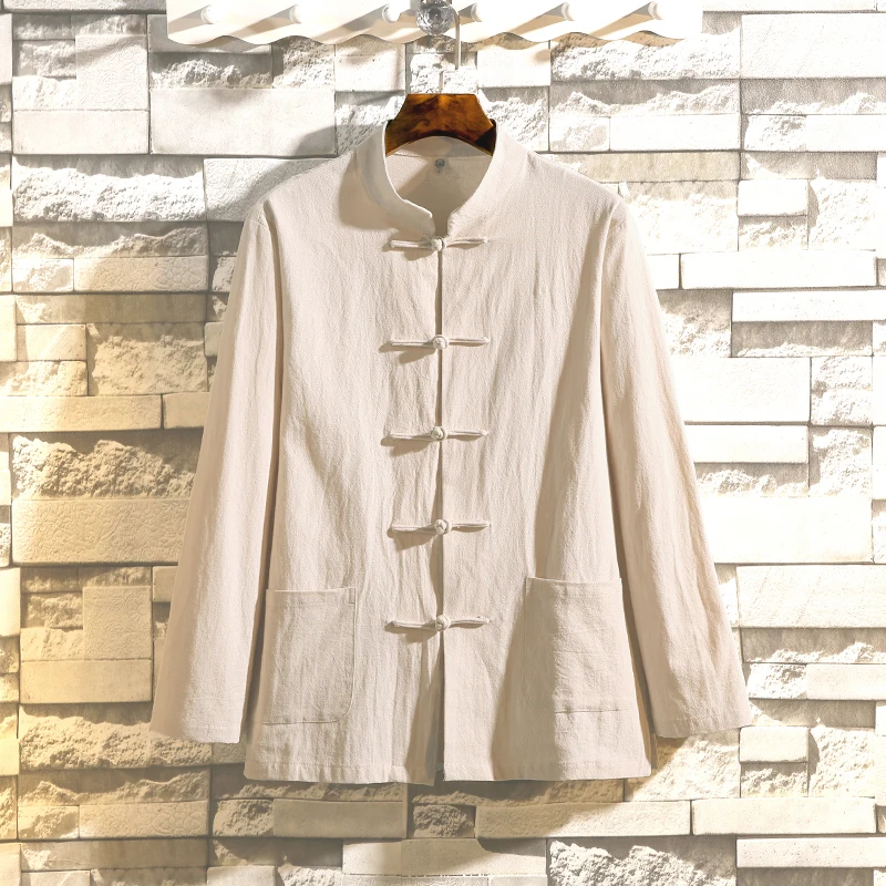 

Chinese Style Shirts Men Retro Cotton Linen Traditional Tang Suit Top Cardigan Men Kung Fu Tai Chi Casual Men's Blouses Clothing