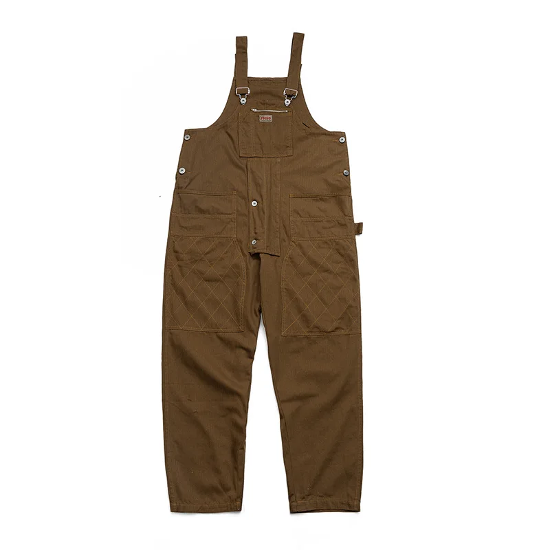 Distressed Blue Denim Overalls Men's Work Cargo Pants Old School Easy Chic Worker Multi-pocket Bib Trousers Men Casual Dad Jeans