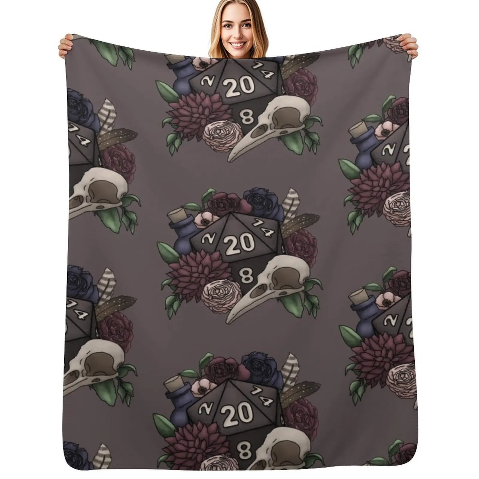 

Necromancer D20 Tabletop RPG Gaming Dice Throw Blanket Cozy Throw Blanket for Bed Sofa Chair