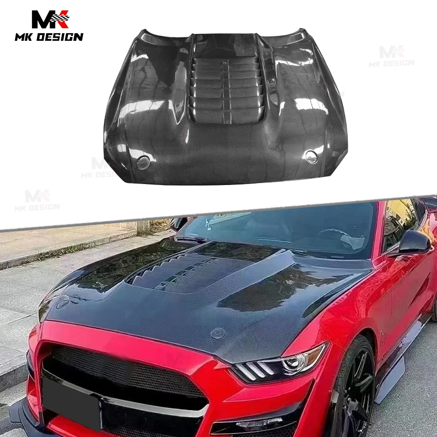 

GT500 Style Carbon Fiber Front Engine Bonnet Hood for Ford Mustang 2015-2021 Front Hood Replacement Car Accessories
