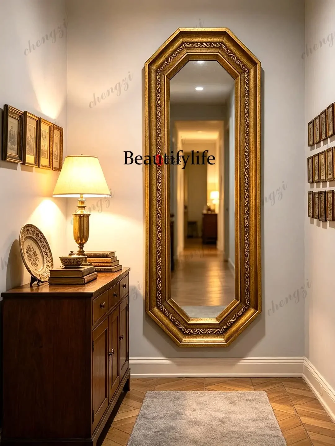 z183 European retro full-length mirror entrance full-length mirror American floor-to-ceiling mirror bedroom cloakroom French
