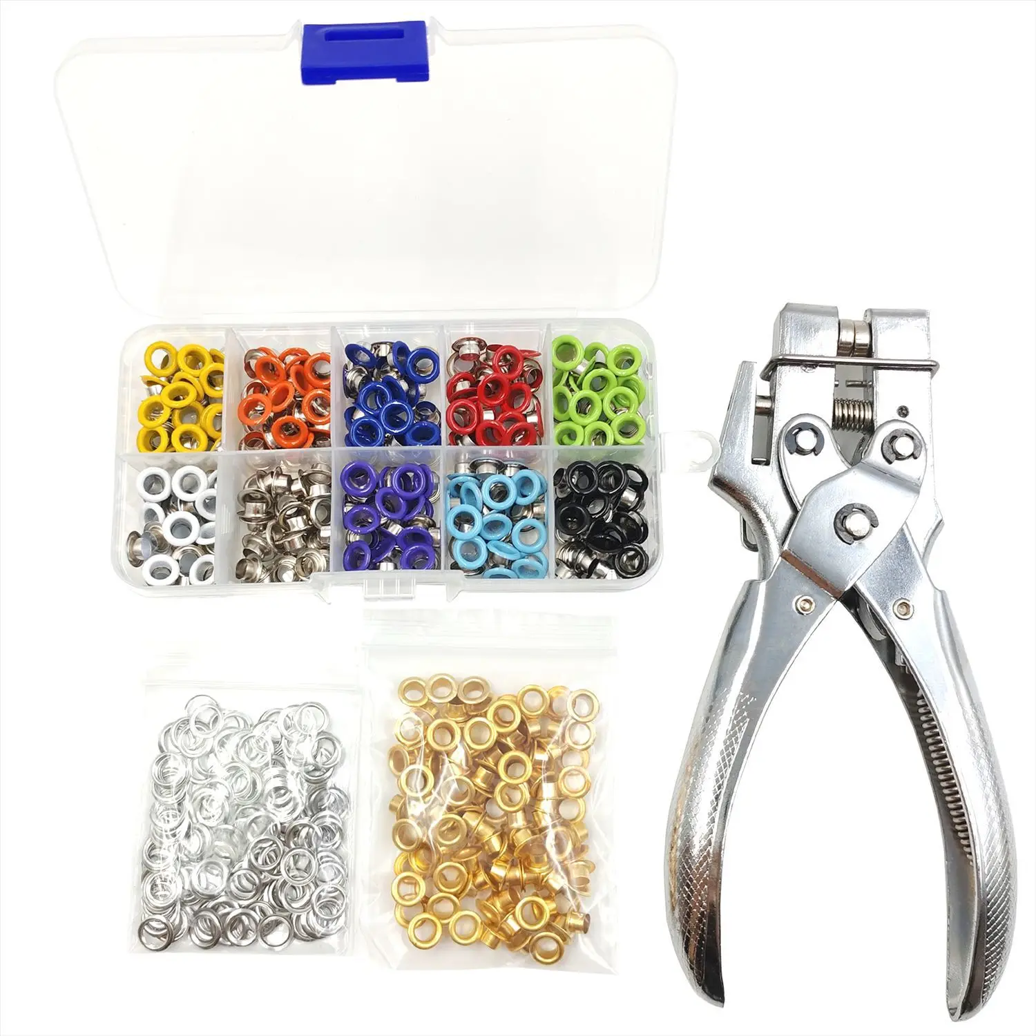 101Pcs Dual-Purpose Tool Grommet Eyelet Pliers Kit Portable Grommet/Puncher Hand Press Kit for Leather/Belt/Shoes/Cloths
