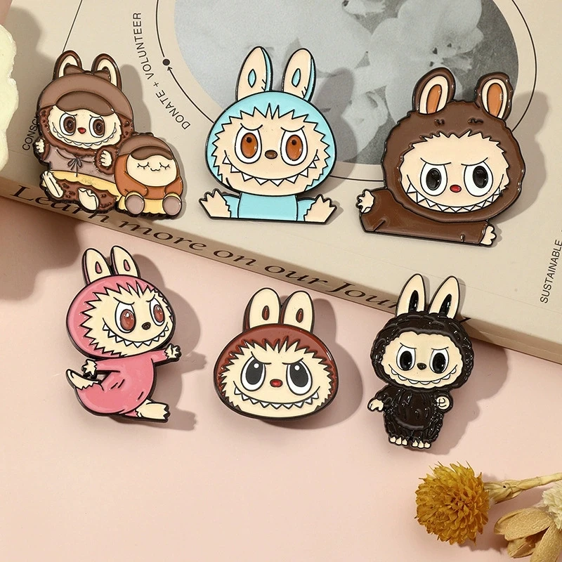 

10 Set Anime Cute Enamel Labubu Brooch Cartoon Metal Studen Badge Pins Comic Fans Gift Men Women Backpack Jewelry Accessories