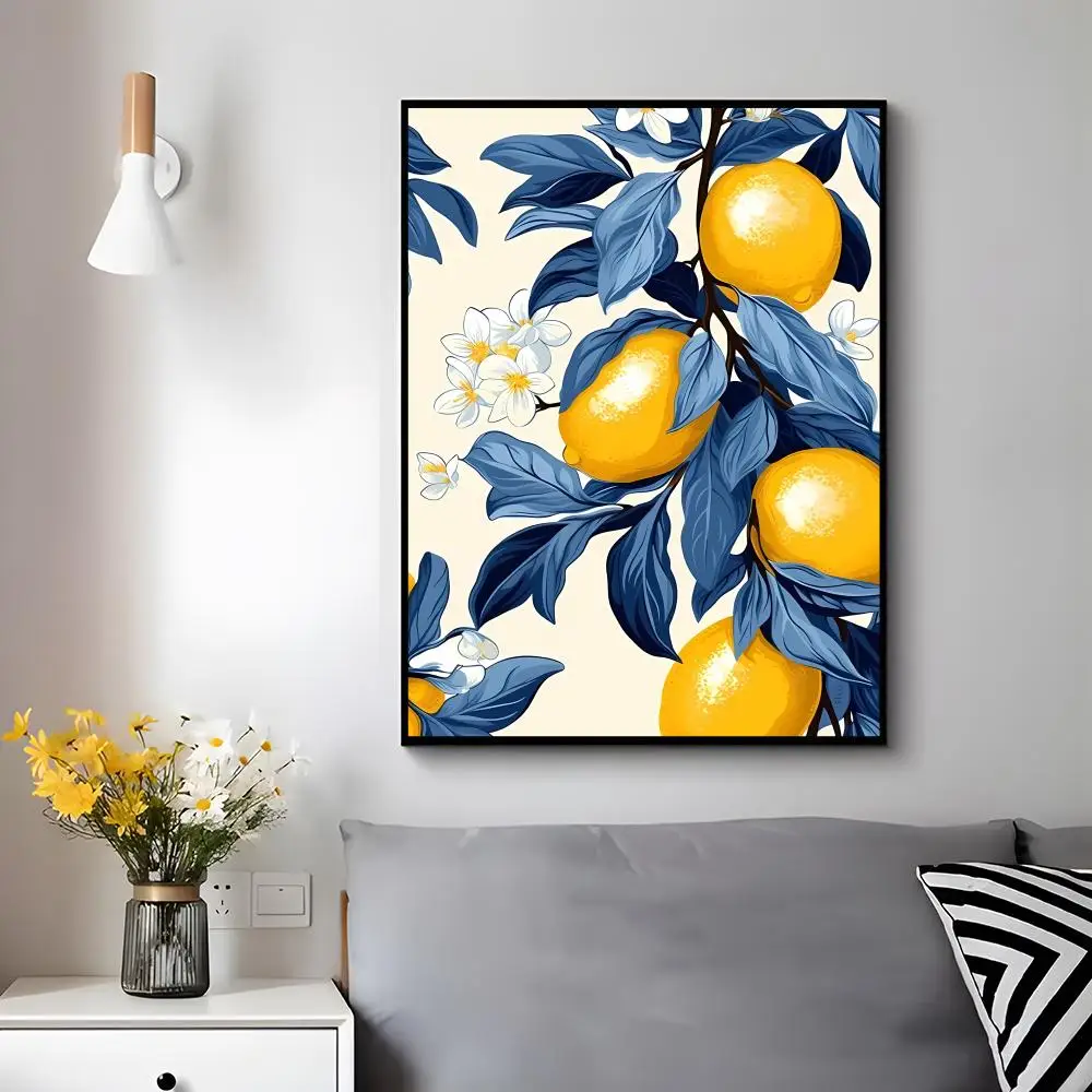 Artistic Concept B-blue-toned watercolor lemon Poster Trendy Aesthetic Wall Decor for Dorm & Bedroom